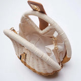 Two Tone Shell Shape Rattan Bag