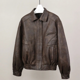 Daniella Retro Faux Leather Bomber Jacket