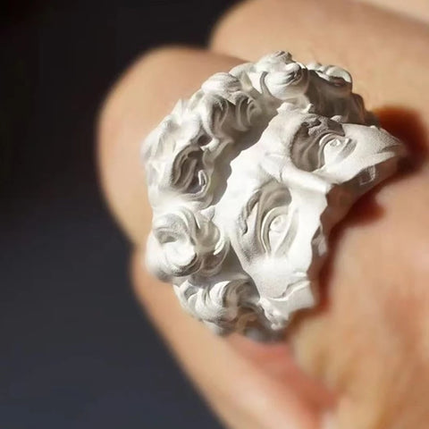 David Face Sculpture Adjustable Ring