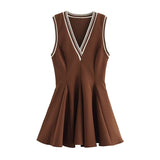 Maya Stripe V-Neck Flare Mini Dress