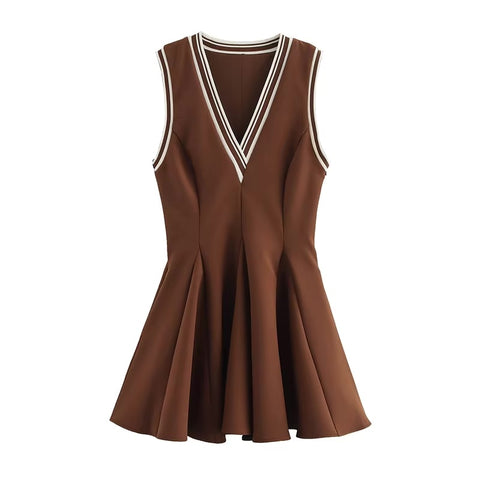 Maya Stripe V-Neck Flare Mini Dress