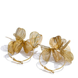 Lamari Metal Grid Flower Hoop Earrings