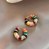 Candy Stripe Resin Round Hoop Earrings