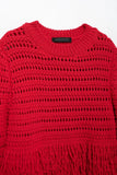 Nova Fringe Trim Red Sweater