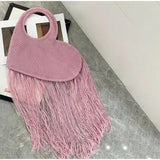 Suria Heart Shape Long Tassel Knit Bag