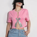 Lana Crystal Bow Embellished Crop Top