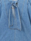 Bow Tie Denim Blouse