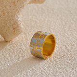 Metallic Hide Pattern Statement Band Ring