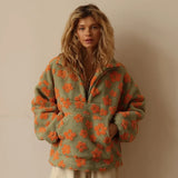 Jillian Retro Floral Sherpa Pullover Jumper