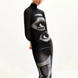 Mirabella Surreal Semi-Sheer Eye Print Mesh Dress