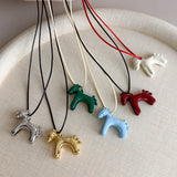 Retro Horse Charm Pendant Long Rope Necklaces