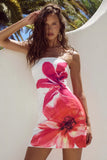 Sefina Tropical Prints Tube Mini Dress