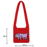Cartoon Dog Intarsia Knit Bag