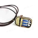 Fun Enamel Canned Sardine Ring Necklace