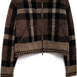 Charlotte Vintage Brown Plaid Knit Jacket