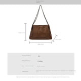 Faux Suede Braided Chain Strap Bag