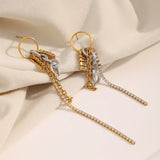 CZ Chain Tassel Hoop Earrings