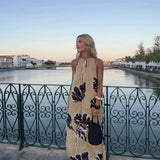 Saila Leaf Print Halter Dress