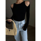 Dana Cut Out Shoulder Ribbed Crop Tops