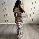 Zoey Striped Crochet Knitted Dress