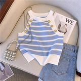 Keith Stripe Knit High Neck Tank Top