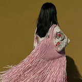 Suria Heart Shape Long Tassel Knit Bag