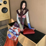 Ines Vintage Print Patchwork Maxi Dress