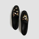 Bruna Pearl Bee Embroidered Velvet Loafers