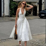 Tanya Deep V-Neck Halter Dress