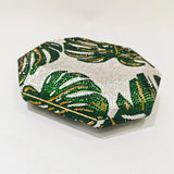 Milo Green Leaf Crystal Evening Clutch