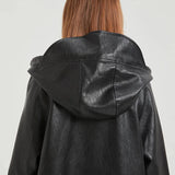 Mirah Hooded Faux Leather Coat