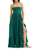 Zelda Open Back Halter Maxi Dress