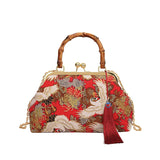 Ilta Kimono Prints Bamboo Handle Clutch Bag
