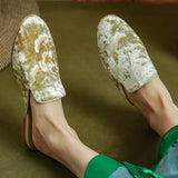 Brooke Embroidery Crushed Velvet Mules