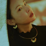 Ismini Gold Fan Geometry Choker Necklace & Earrings