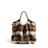 Hailey Fluffy Plaid Shoulder Tote Bag