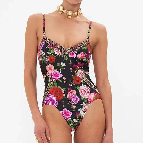 Yael Vintage Dark Floral One-Piece Swimsuit