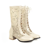 Coralie Lace Mesh Victorian Boots