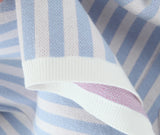 Amelie Floral Blue Striped Pointelle Knit Cardigan