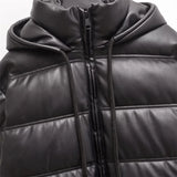 Jaden Faux Leather Hooded Puffer Jacket