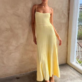 Fila Spaghetti Strap Ribbed Knit Maxi Dress