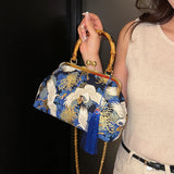 Ilta Kimono Prints Bamboo Handle Clutch Bag
