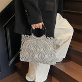 Sofia Metallic Woven Ring Handle Bag