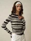 Colette One-Shoulder Stripe Knit Top