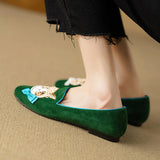 Aithne Cute Cat Patchwork Suede Loafers