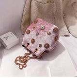 Embellished Crushed Velvet Pouch Bag