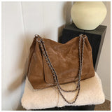 Faux Suede Braided Chain Strap Bag