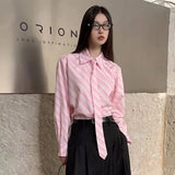 Eugina Pink Striped Necktie Dress Shirt