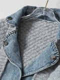 Yuke Denim Shirt Patchwork Grey Cardigan Jacket