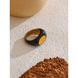 Pauline Enamel Geometric Minimalist Ring